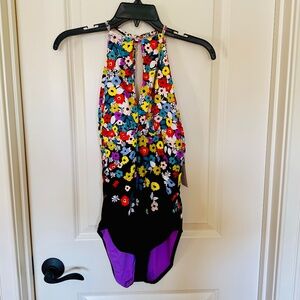Anne Cole Ditsy Floral High-Neck One-Piece Swimsuit Women's Size 12 - NWT